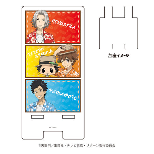 『家庭教師ヒットマンREBORN!』スマキャラスタンド15/リボーン&沢田綱吉&獄寺隼人&山本武 アロハシャツver.(描き下ろしイラスト)【202607再販】