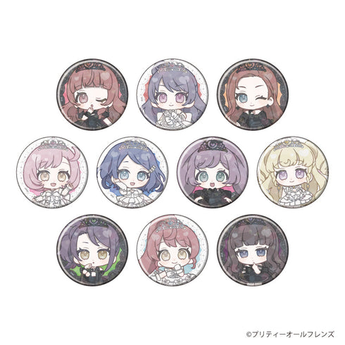 『プリティーオールフレンズ』ホログラム缶バッジ(57mm)01/白黒ドレスver. BOX(全10種)(ミニキャライラスト)