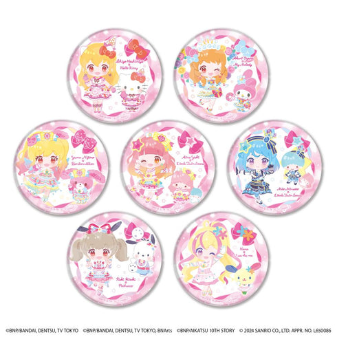 『アイカツ!シリーズ×サンリオキャラクターズ』ホログラム缶バッジ(65mm)02/BOX(全7種)(ミニキャライラスト)