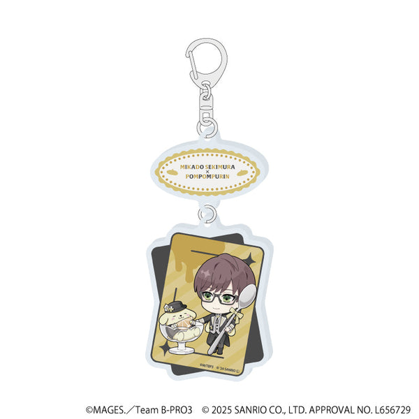 『B-PROJECT~熱烈*ラブコール~×サンリオキャラクターズ』連結アクリルキーホルダー10/釈村帝人×ポムポムプリン(ミニキャライラスト)