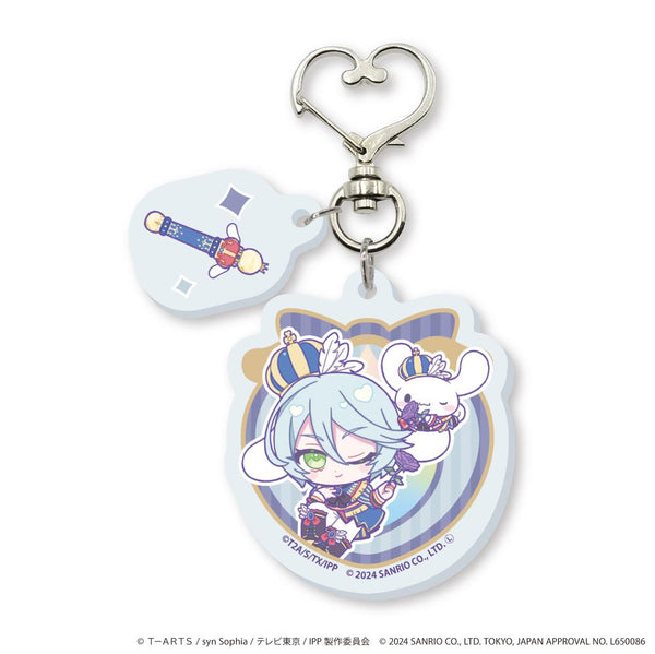 『プリパラ10周年×サンリオキャラクターズ』ハート型ナスカンパーツ付きアクリルキーホルダー05/紫京院ひびき×シナモロール(ミニキャライラスト)