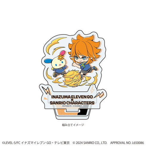 『イナズマイレブンGO×サンリオキャラクターズ』アクリルスタンドプレート29/雨宮太陽×ウサハナ(ミニキャライラスト)