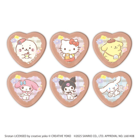 『しろたん×サンリオキャラクターズ』ハート型缶バッジ01/BOX(全6種)(コラボイラスト)