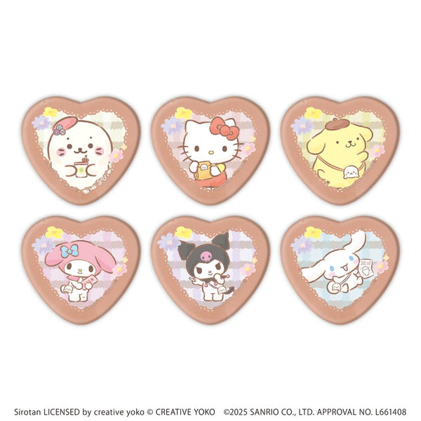 『しろたん×サンリオキャラクターズ』ハート型缶バッジ01/BOX(全6種)(コラボイラスト)