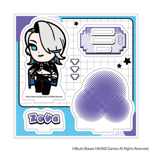 "Muki Meido × Okawa Bukubu" Acrylic Stand Plate 08 / Zoya (Mini Character Illustration)