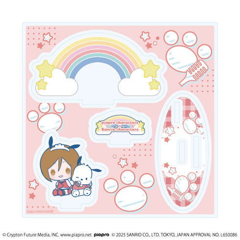 『ピアプロキャラクターズ×サンリオキャラクターズ』アクリルスタンドプレート05/MEIKO×ポチャッコ(コラボイラスト)