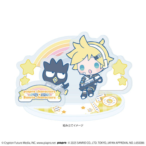 『ピアプロキャラクターズ×サンリオキャラクターズ』アクリルスタンドプレート09/鏡音レン×バッドばつ丸(コラボイラスト)