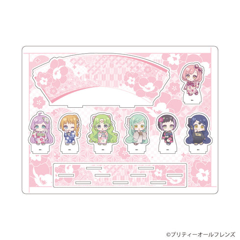 『プリティーオールフレンズ』アクリルジオラマ01/和装ver. (ミニキャライラスト)