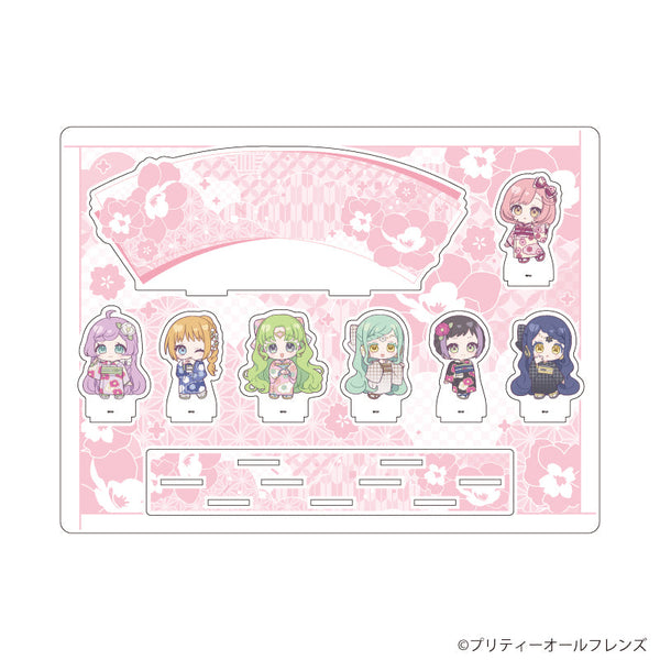 『プリティーオールフレンズ』アクリルジオラマ01/和装ver. (ミニキャライラスト)