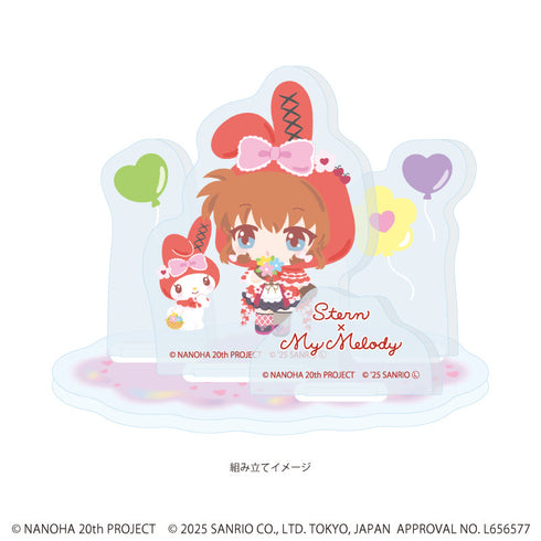 『魔法少女リリカルなのはシリーズ×サンリオキャラクターズ』アクリルスタンドプレート05/シュテル×マイメロディ(ミニキャライラスト)