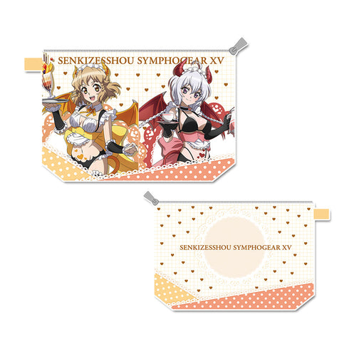『戦姫絶唱シンフォギアXV』描き下ろし 撥水ポーチ【立花 響&雪音 クリス】小悪魔ウェイトレス
