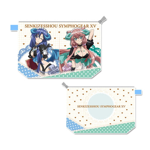 『戦姫絶唱シンフォギアXV』描き下ろし 撥水ポーチ【風鳴 翼&マリア・カデンツァヴナ・イヴ】小悪魔ウェイトレス