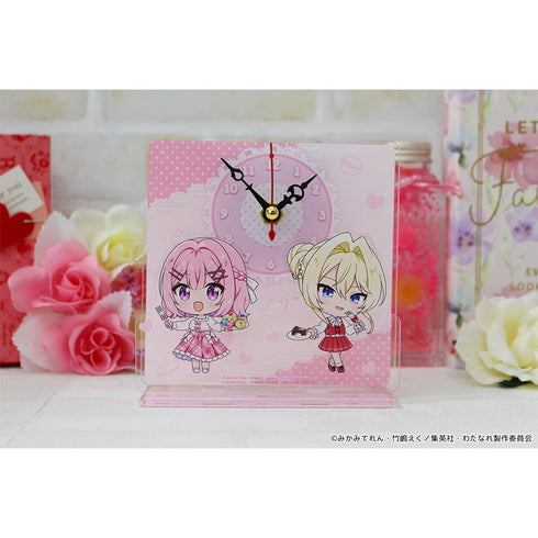 『わたしが恋人になれるわけないじゃん、ムリムリ!(※ムリじゃなかった!?)』ぷちちょこミニアクリル置時計 【れな子&真唯】 アフタヌーンティー