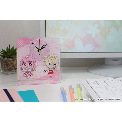 『わたしが恋人になれるわけないじゃん、ムリムリ!(※ムリじゃなかった!?)』ぷちちょこミニアクリル置時計 【れな子&真唯】 アフタヌーンティー