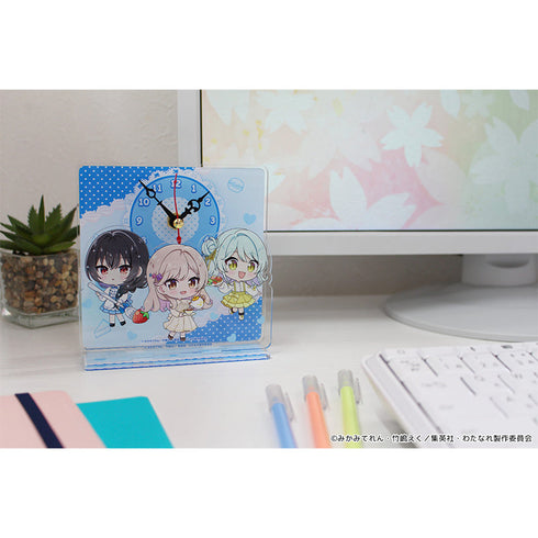 『わたしが恋人になれるわけないじゃん、ムリムリ!(※ムリじゃなかった!?)』ぷちちょこミニアクリル置時計 【紫陽花&紗月&香穂】 アフタヌーンティー