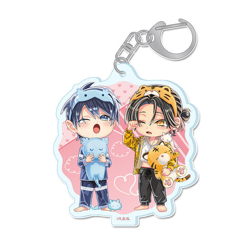 『しゅきしゅきMAXハート♡』山野でこ先生 描き下ろし アクリルキーホルダー【ちびキャラ龍仁&ちびキャラ虎幸】パジャマver.