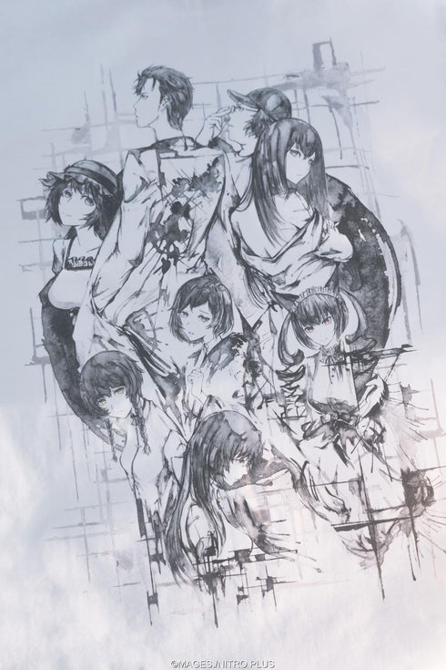 『STEINS;GATE』ラボメン 水墨画風 白地 モノクロTシャツ Mサイズ