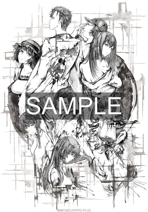 『STEINS;GATE』ラボメン 水墨画風 白地 モノクロTシャツ Lサイズ
