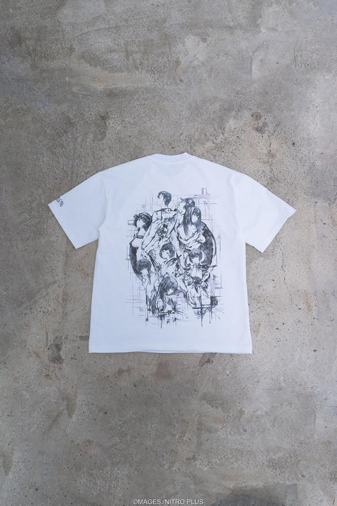 『STEINS;GATE』ラボメン 水墨画風 白地 モノクロTシャツ XLサイズ