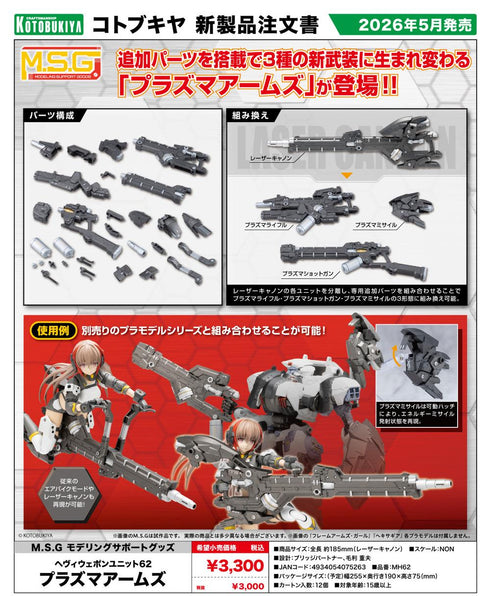 『M.S.G モデリングサポートグッズ』ヘヴィウェポンユニット 62 プラズマアームズ