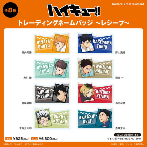 『ハイキュー!!』トレーディングネームバッジ -レシーブ-【BOX】