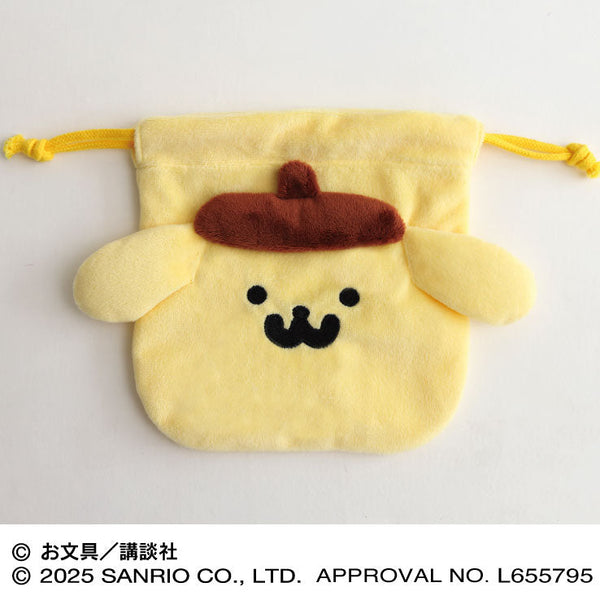 『ポムポムプリン×お文具といっしょ』もふもふフェイス巾着 1 ポムポムプリン