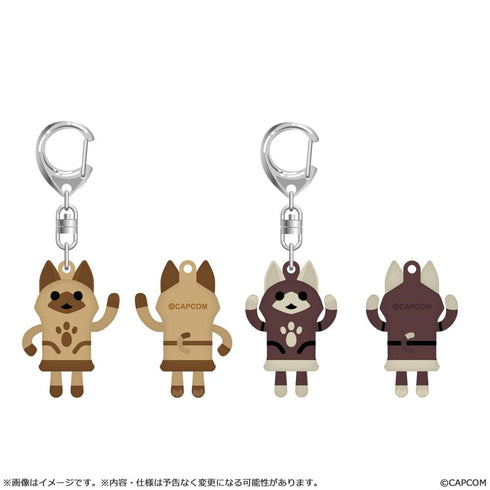 《怪物猎人:野性》橡胶钥匙扣 跳舞的白猫埴轮/跳舞的黑猫埴轮 套装