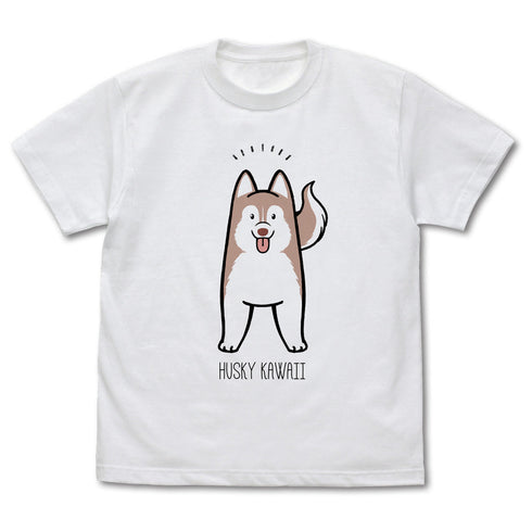 『ハマジ』ハスキー KAWAII Tシャツ / レッド&ホワイト【202405再販】