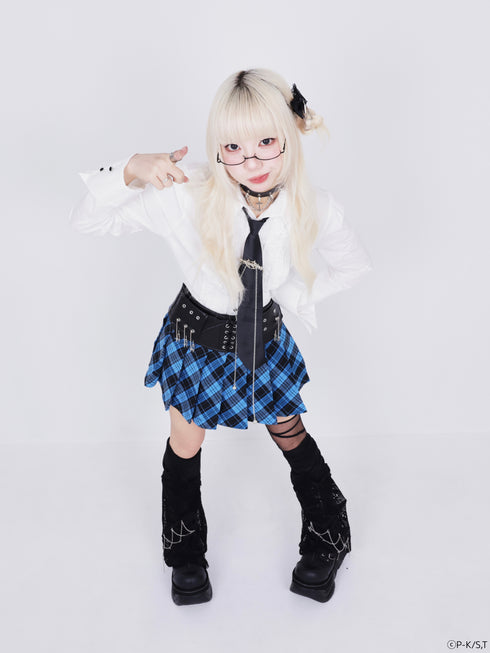 『しゅごキャラ!』QOOZA × しゅごキャラ! / チャーム付きレザーチェックスカート〔ミキモデル〕