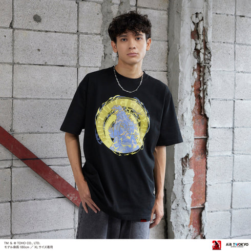 『ゴジラVデストロイア』30周年 シーンイラストTシャツ 2(バーニングゴジラ)ブラック