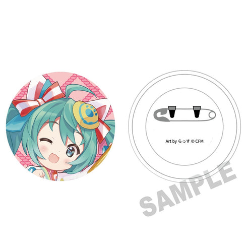 『初音ミク×招き猫』ふわもふタッチ缶バッジ 初音ミク白猫A Art by らっす
