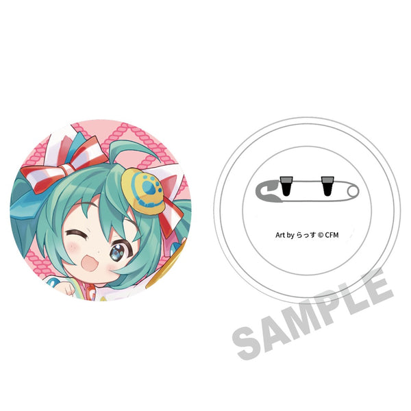 『初音ミク×招き猫』ふわもふタッチ缶バッジ 初音ミク白猫A Art by らっす