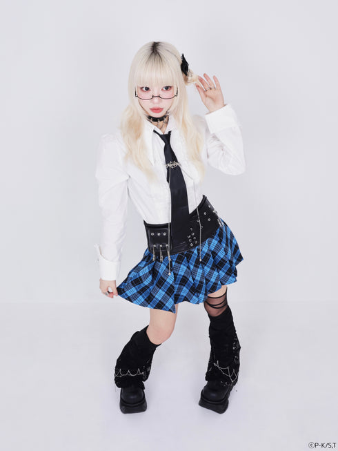 『しゅごキャラ!』QOOZA × しゅごキャラ! / チャーム付きレザーチェックスカート〔ミキモデル〕