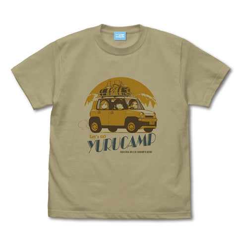 『ゆるキャン△』ゆるキャン△カー Tシャツ 鳥羽先生&千明&あおい Ver2.0/SAND KHAKI 【202405再販】