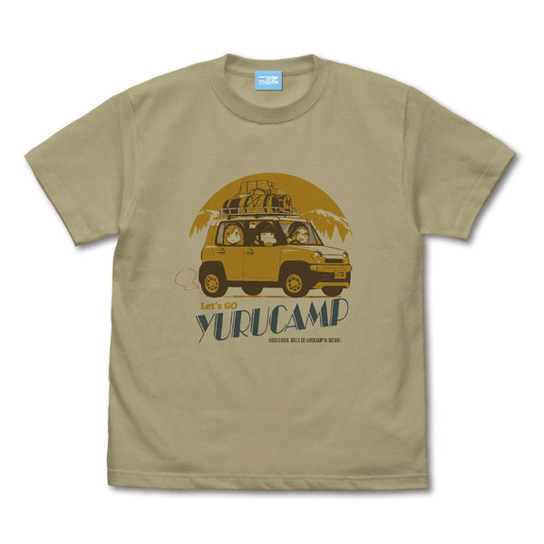 『ゆるキャン△』ゆるキャン△カー Tシャツ 鳥羽先生&千明&あおい Ver2.0/SAND KHAKI 【202405再販】
