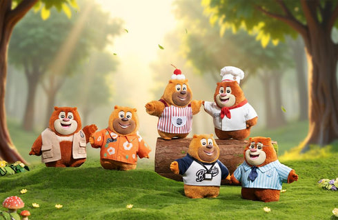 《Boonie Bears 专属朋友系列》XFREE 收藏版毛绒玩具【套装】
