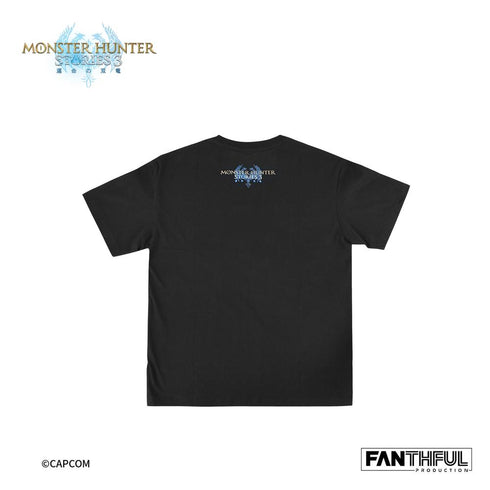"Monster Hunter Stories 3: The Twin Dragons of Destiny" FANTHFUL FP004MHS32026 Black T-Shirt, Size M