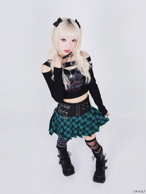 『しゅごキャラ!』QOOZA × しゅごキャラ! / チャーム付きレザーチェックスカート〔スゥモデル〕