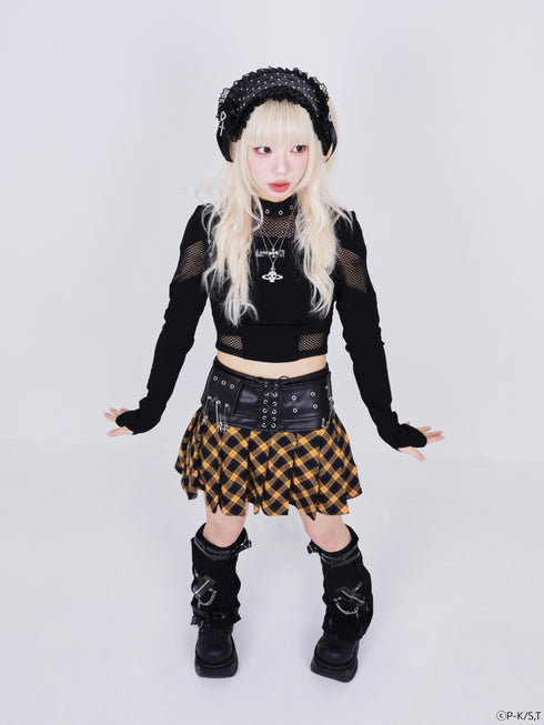 『しゅごキャラ!』QOOZA × しゅごキャラ! / チャーム付きレザーチェックスカート〔ダイヤモデル〕