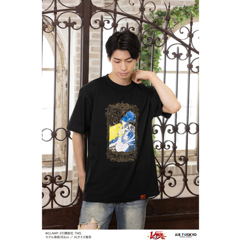 『魔法騎士レイアース』第1弾 デコラティブTシャツ(エメロード&ザガート)ブラック