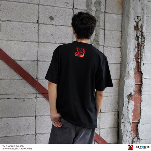 『ゴジラVデストロイア』30周年 シーンイラストTシャツ 3(デストロイア(飛翔体))ブラック