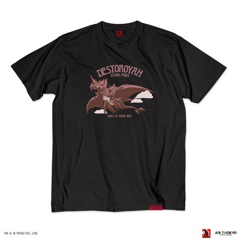 『ゴジラVデストロイア』30周年 シーンイラストTシャツ 3(デストロイア(飛翔体))ブラック