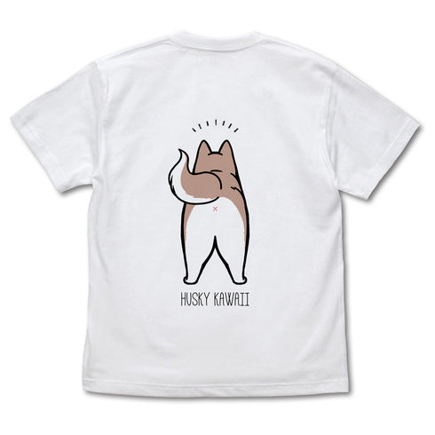 『ハマジ』ハスキー KAWAII Tシャツ / レッド&ホワイト【202405再販】