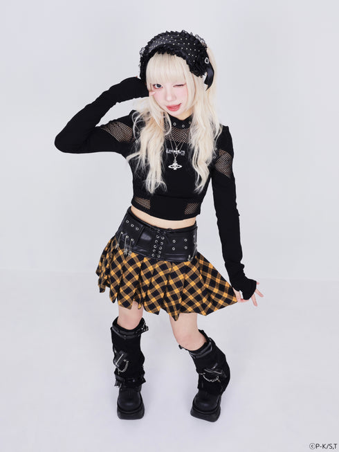 『しゅごキャラ!』QOOZA × しゅごキャラ! / チャーム付きレザーチェックスカート〔ダイヤモデル〕