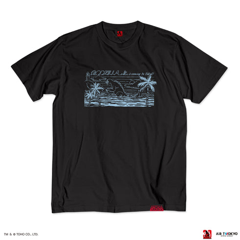 『ゴジラVデストロイア』30周年 シーンイラストTシャツ 4(ゴジラジュニア)ブラック