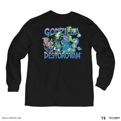 『ゴジラ』ゴジラ 70 周年記念 平成・VS シリーズ キャラクターイラストロングスリーブ T シャツ 3(ゴジラ VS デストロイア)