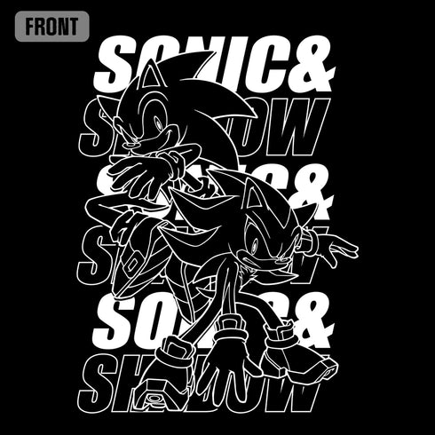 『ソニック・ザ・ヘッジホッグ』SONIC&SHADOW 袖ロングスリーブTシャツ BLACK
