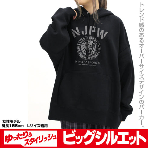 『新日本プロレスリング』 ライオンマーク ビッグシルエットパーカー/BLACK