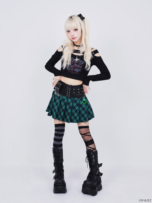 『しゅごキャラ!』QOOZA × しゅごキャラ! / チャーム付きレザーチェックスカート〔スゥモデル〕