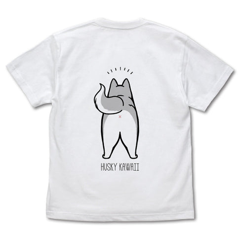 『ハマジ』ハスキー KAWAII Tシャツ / シルバー&ホワイト【202405再販】